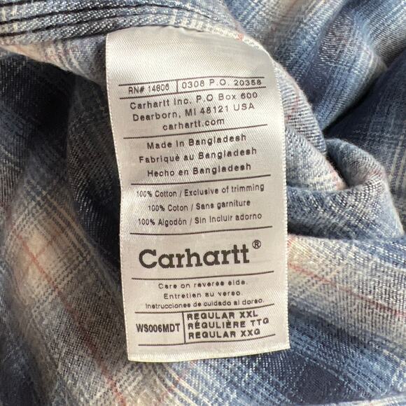 Carhartt Women's 2XL Canvas Flannel Shirt Work Wear Lined Snap - Picture 7 of 9